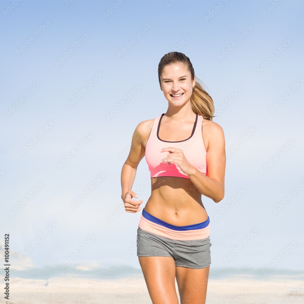 Composite image of fit woman jogging Composite image of fit woman jogging
