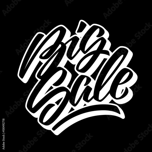 Black Big Sale handmade lettering, graffiti style italic calligraphy with 3d block blended white shade for logo, design concepts, banners, labels, prints, posters. Vector illustration.
