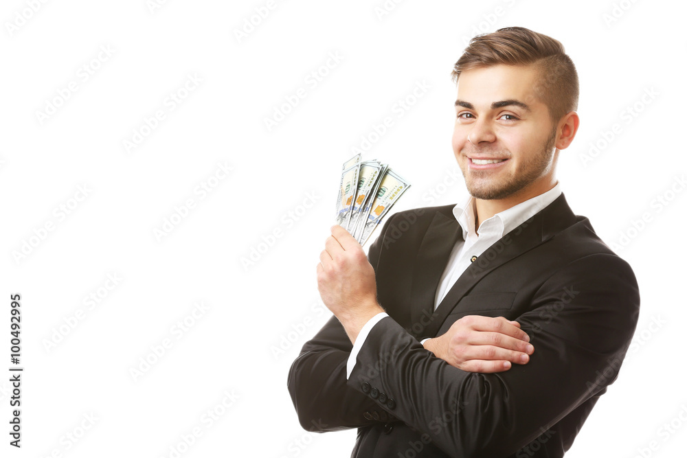 Man holding money isolated on white Man holding money isolated on white