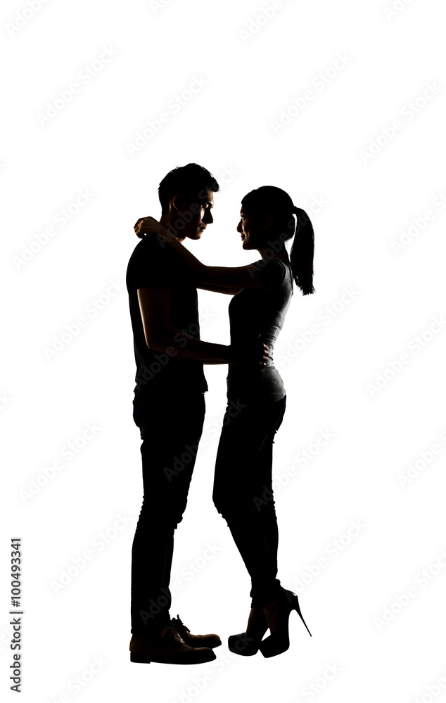 Silhouette of young Asian couple