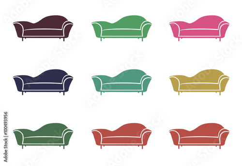 Luxury glamour sofa icon set on a white background