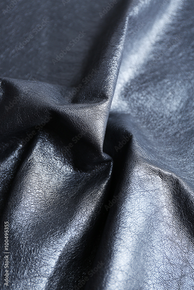 Fototapeta premium Black wrinkled leather texture background
