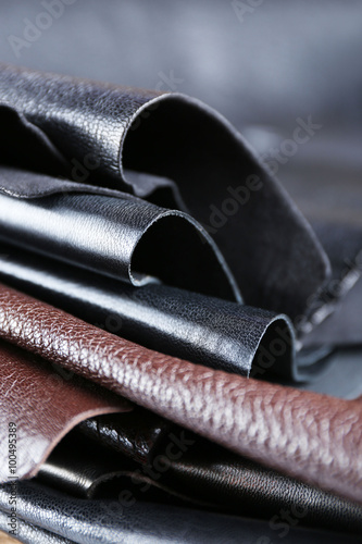 Ragged leather material, close-up