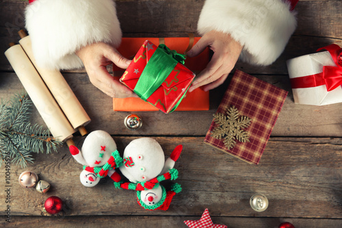 Beautiful gift box in Santa...