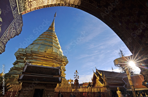 pagoda on top  at doi sutep Thailand photo