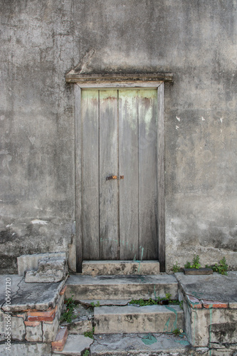 Old wooden door  at old town : Songkhla province Thailand