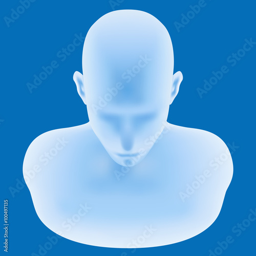 human head model, front top view, vector illustration