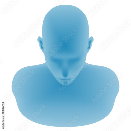 human head model, front top view, vector illustration