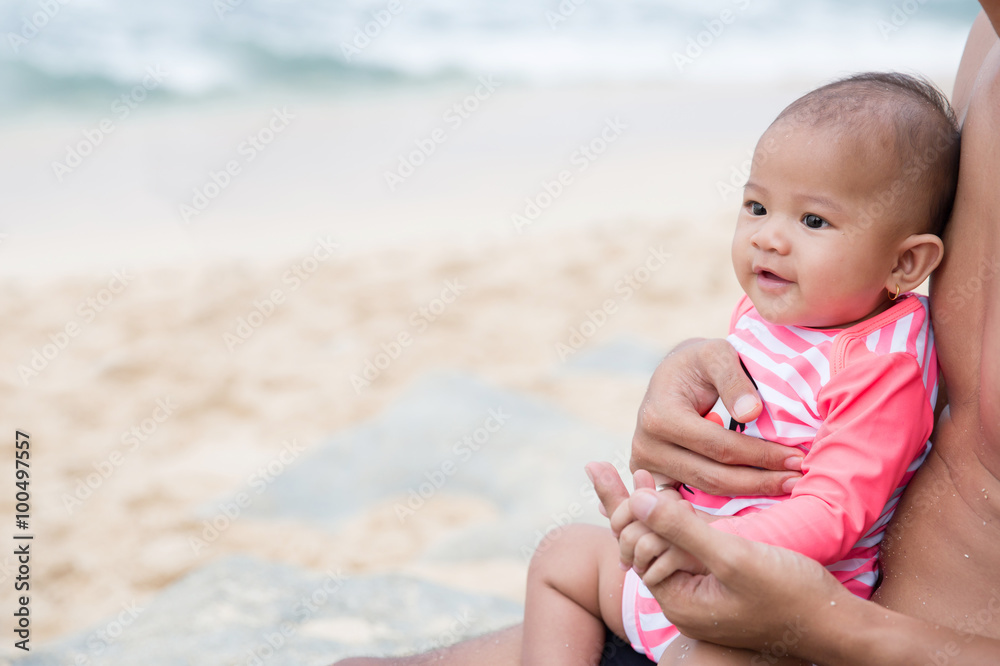 baby girl enjoying summer with her father baby girl enjoying summer with her father