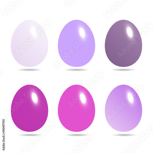 Easter eggs set in purple color isolated on white background vec