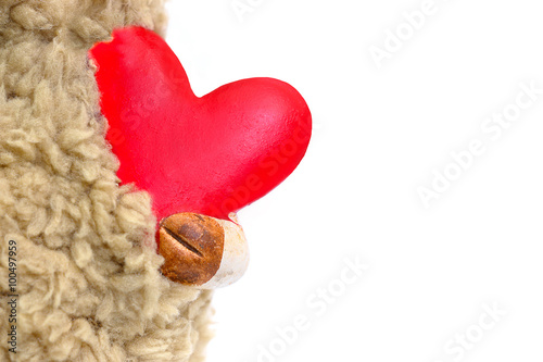 Red heart in arms on white for love and valentine s day celebrat