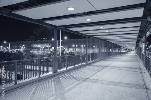 Empty Pedestrian Walkway at night