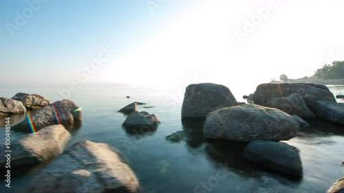 Sunny day time-lapse looking arcross the Sea of Galilee. photo