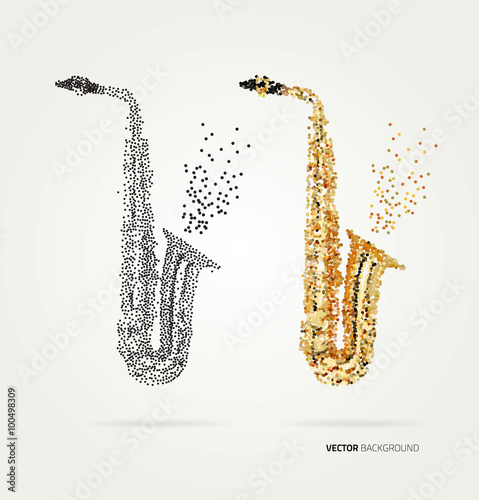 Abstract saxophone of colored dots
