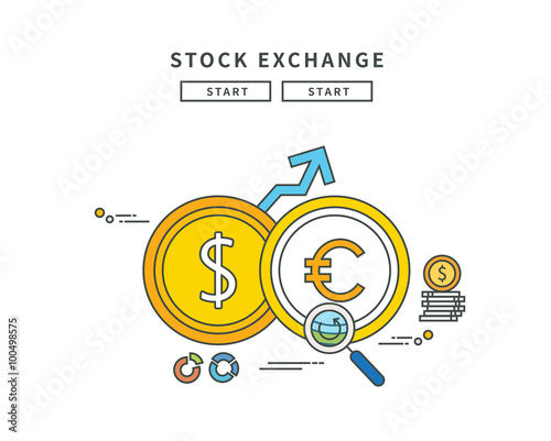 simple line flat design of stock exchange, modern vector illustration