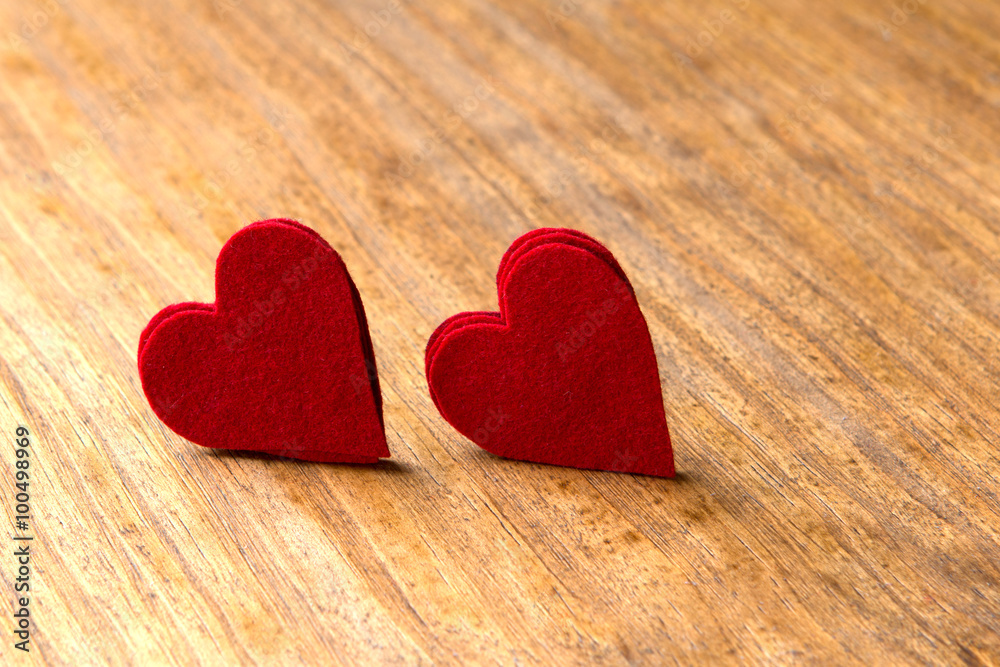 Valentine hearts on rustic wooden background Valentine hearts on rustic wooden background