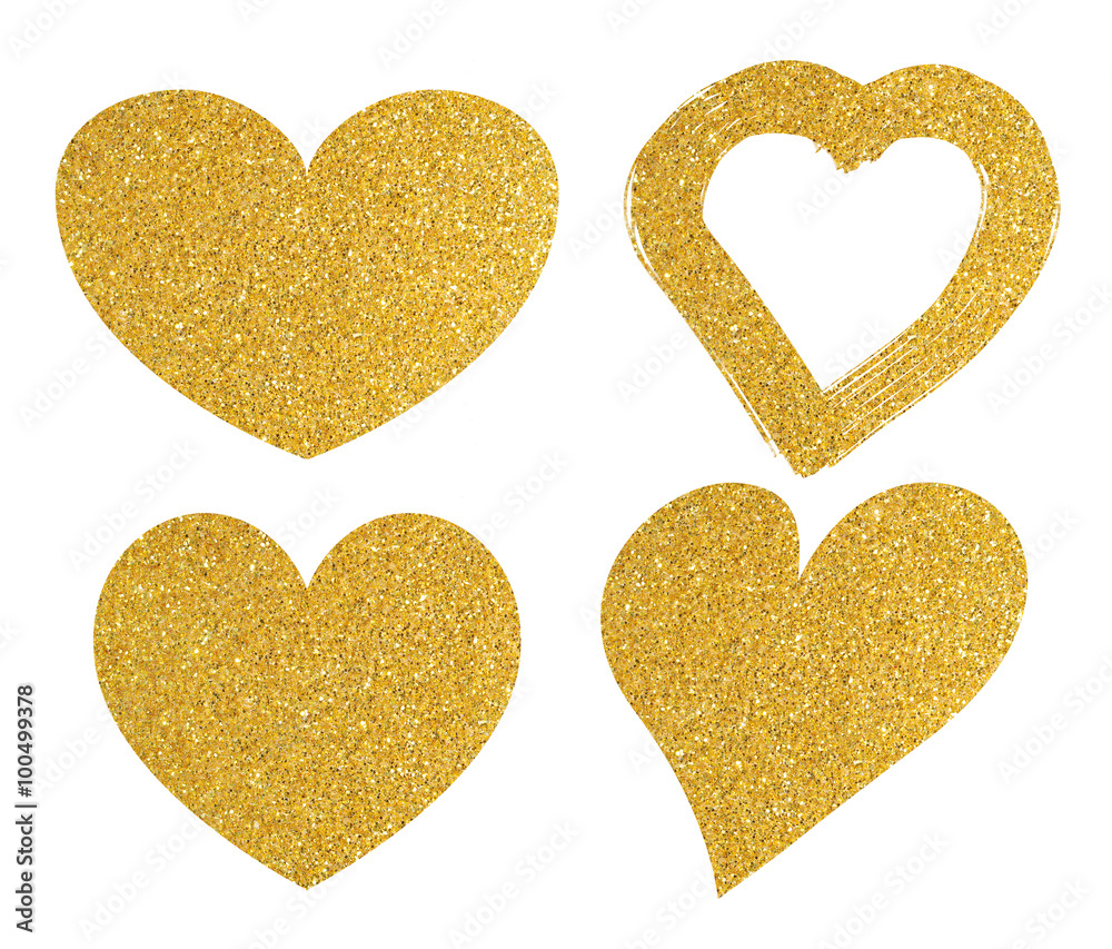 Gold gliter heart shape on white background Gold gliter heart shape on white background