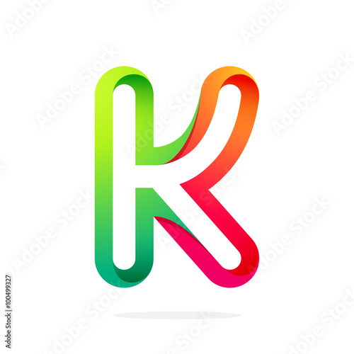 K letter one line colorful logo