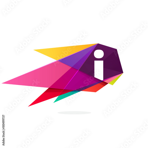 I letter logo with polygonal comet.