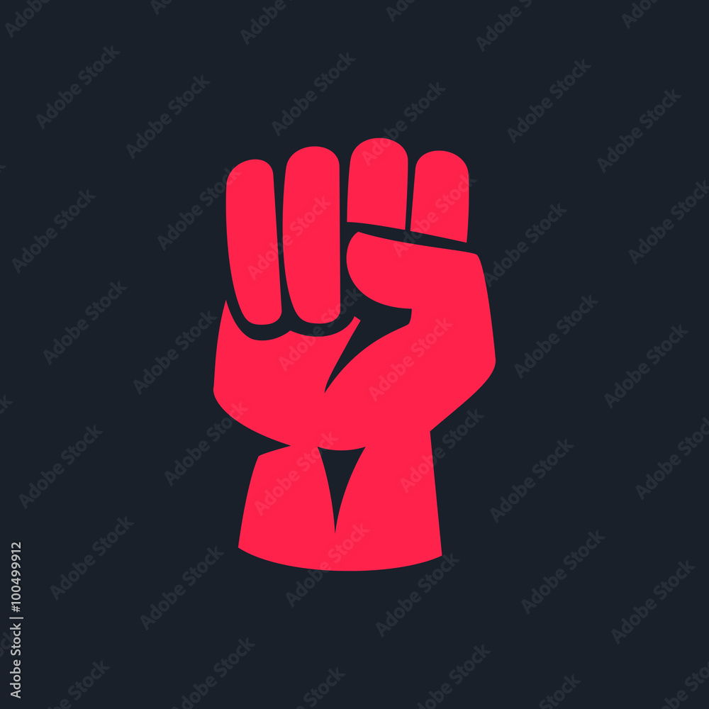 A raised fist. A raised fist.