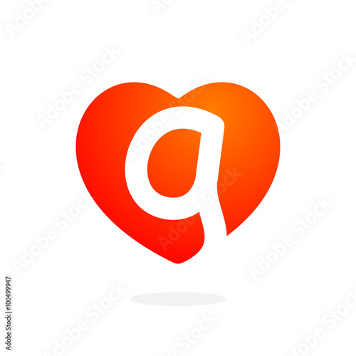 G letter inside heart for st. Valentine's day design.