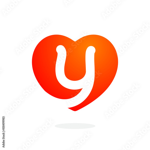 Y letter inside heart for st. Valentine's day design.