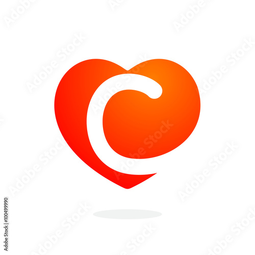 C letter inside heart for st. Valentine's day design.