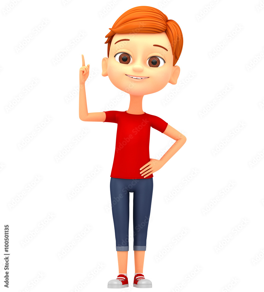 3d rendered illustration. Boy isolated on white background point 3d rendered illustration. Boy isolated on white background point