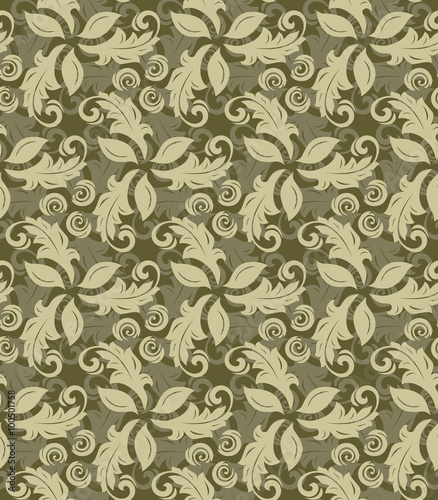 Floral golden ornament. Seamless abstract pattern with fine ornament