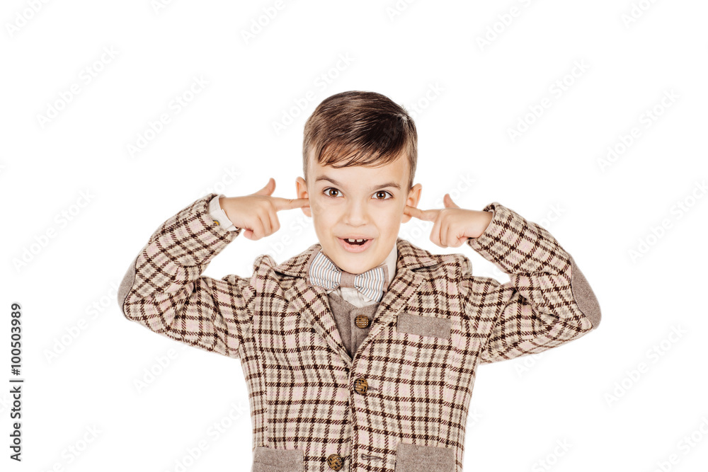 Portrait adorable young happy boy looking at camera isolated on Portrait adorable young happy boy looking at camera isolated on