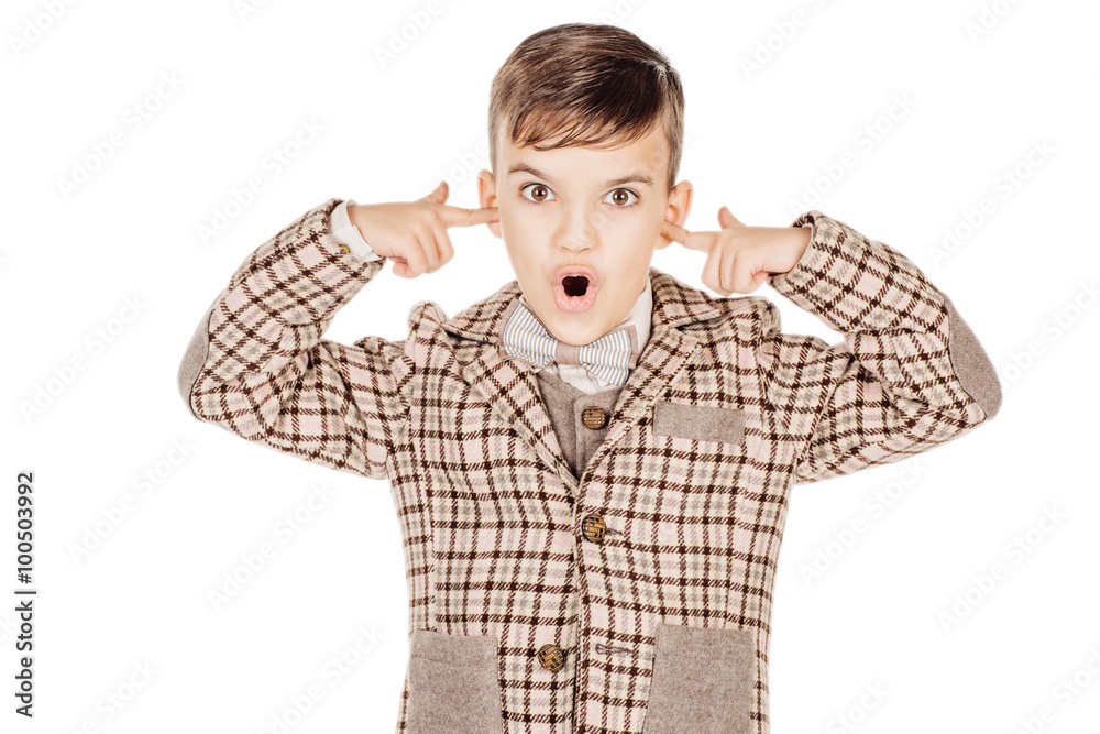 Portrait adorable young happy boy looking at camera isolated on Portrait adorable young happy boy looking at camera isolated on