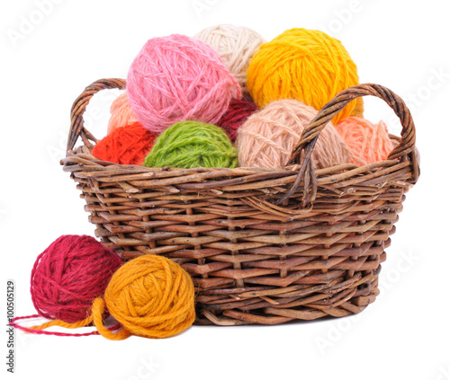 Basket with yarn