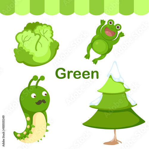 Illustration of isolated color green group