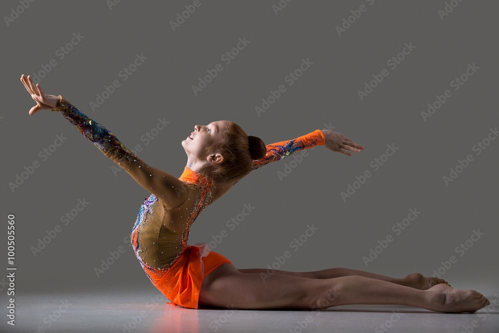 Dancer girl doing backbend gymnastics exercise Stock Photo | Adobe Stock