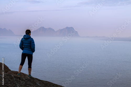 tourist woman on the top of rock © Kotangens