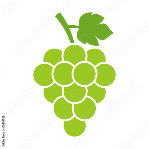 Bunch of white table grapes with leaf flat color icon for food apps and websites
