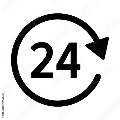 24 hour customer service availability line art icon for apps and websites
