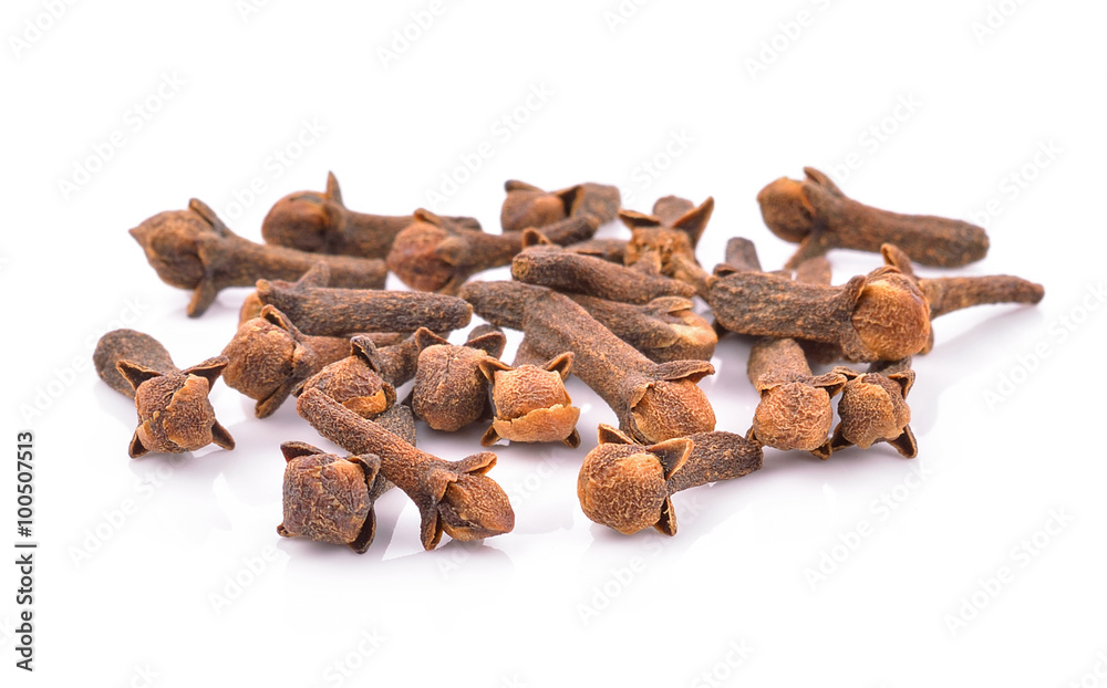 Spice cloves on white background