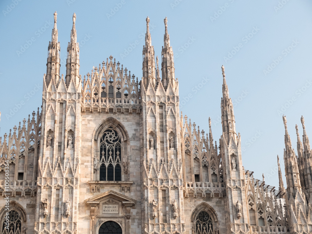 Italian Gothic Facade of Historic Milan Cathedral