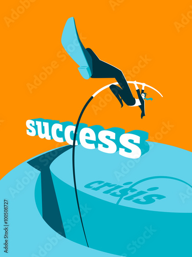 Overcoming the crisis. Success. Pole vault
