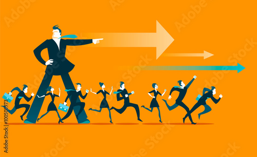 The leader shows the direction. All run forward