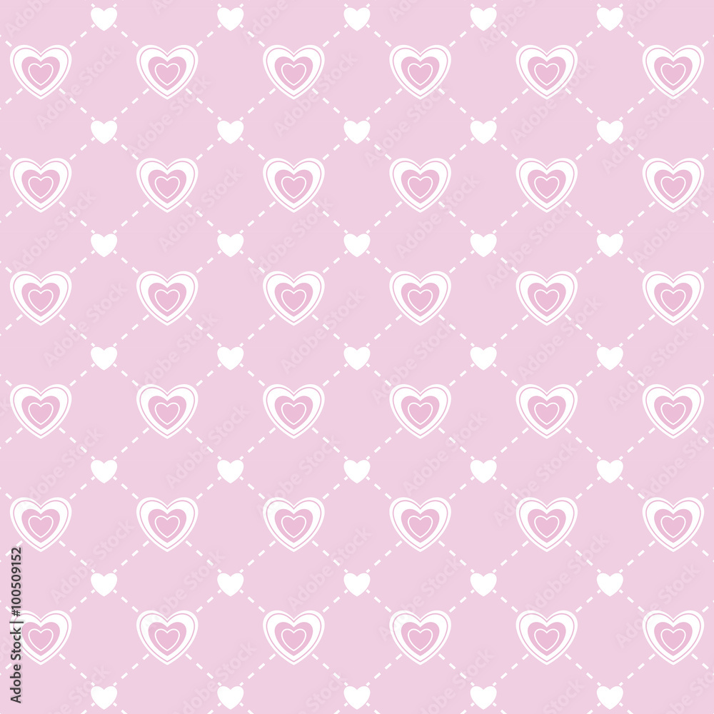 Love valentine's day seamless pattern. Endless texture with hearts in pink and white. vector illustration. For invitations, scrapbooking, cards, posters. pattern swatches included in file.