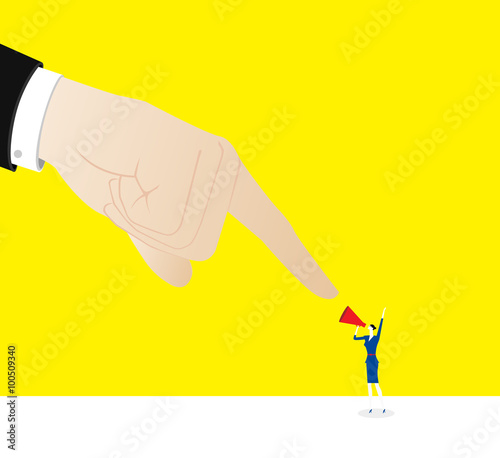 Boss's blame / A business woman is trying to argue with boss.