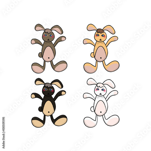 Cute Rabbit Doll Set Vector...