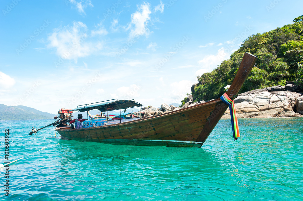 Thai long-tail boats in the beach, Koh Lipe in Satun, Thailand