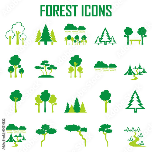 tree, forest icon vector set.