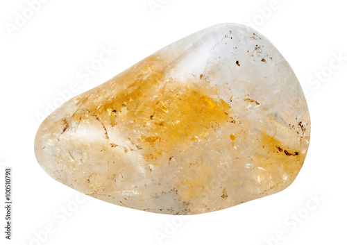 yellow citrine quartz gemstone isolated on white