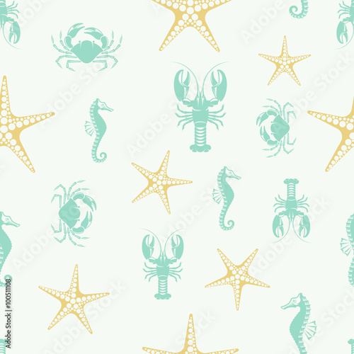 vector pattern seahorse lobster crab and starfish
