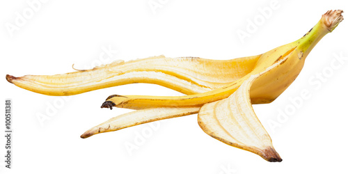 side view of ripe banana skin isolated