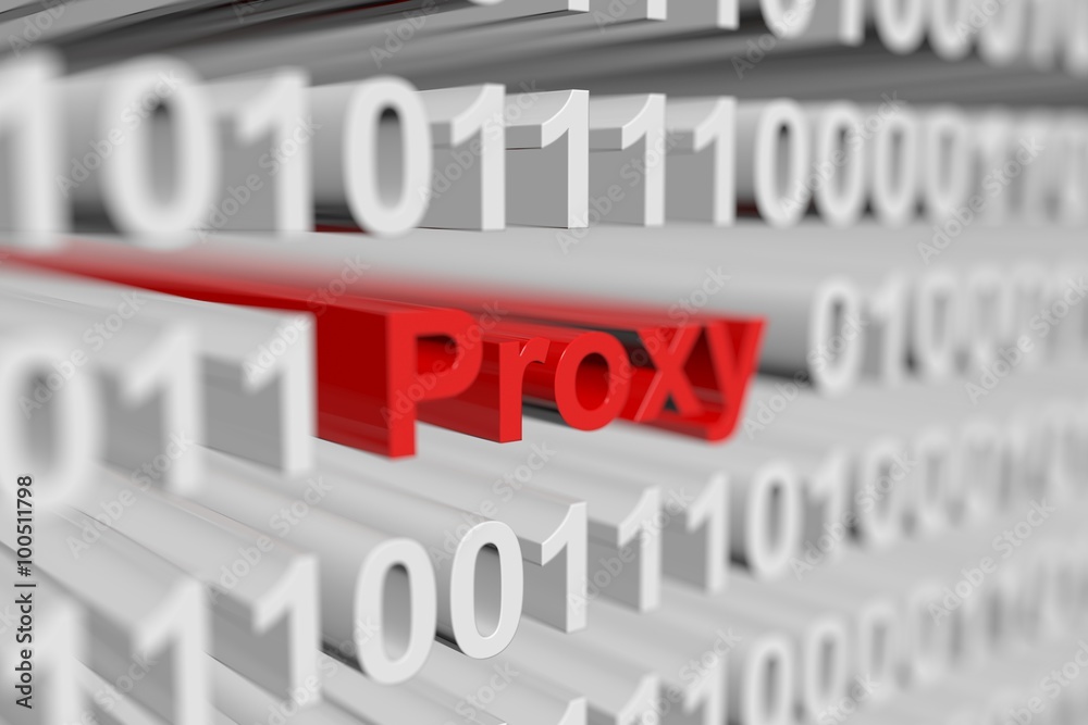 Proxy is represented as a binary code with blurred background
